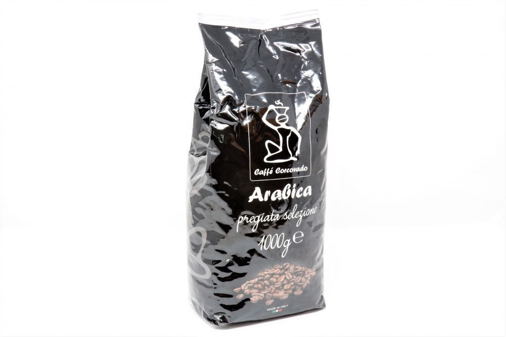 	 CAFFE´ IN GRANI ARABICA INCARTO NERO "CORCOVADO CAFFE´"  Il vero ristretto italiano 100% arabica. Un caffè potente, deciso, ma sempre con un´unica incredibile cremosità ed un pieno retrogusto intenso.  Arabica 100%