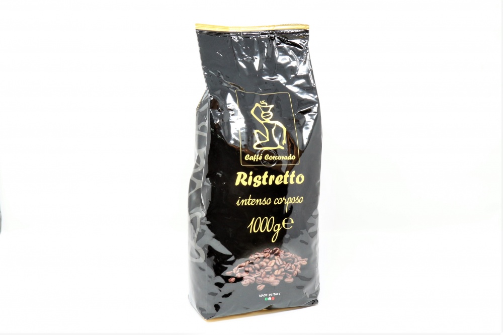 	 CAFFE´ IN GRANI RISTRETTO INCARTO ORO  L´indiscussa miscela tosta, come a Napoli sanno fare: 100% robusta, tostatura forte, massima concentrazione di caffeina per un caffè tanto scuro quanto forte.  Robusta forte 100%