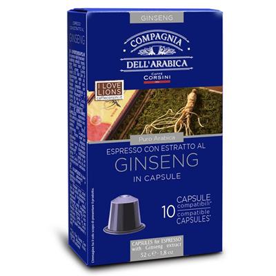 CONFEZIONE DA 10 CAPSULE GINSENG CAFFÈ CORSINI COMPATIBILI CON MACCHINE NESPRESSO® Compagnia dell´Arabica - I Love Lions Espresso con estratto al Ginseng, Puro Arabica