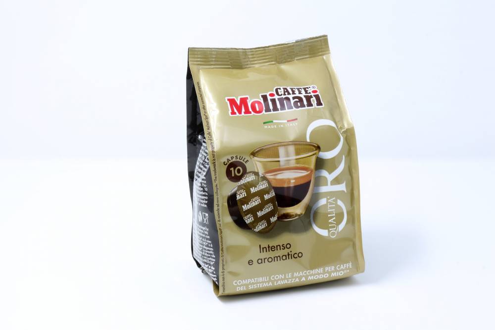 QUALITA´ ORO CAFFE´ MOLINARI PER LAVAZZA A MODO MIO Confezione da 100 pezzi  Inconfondibile corpo, crema ed aroma per tutti i clienti che sono abituati al meglio