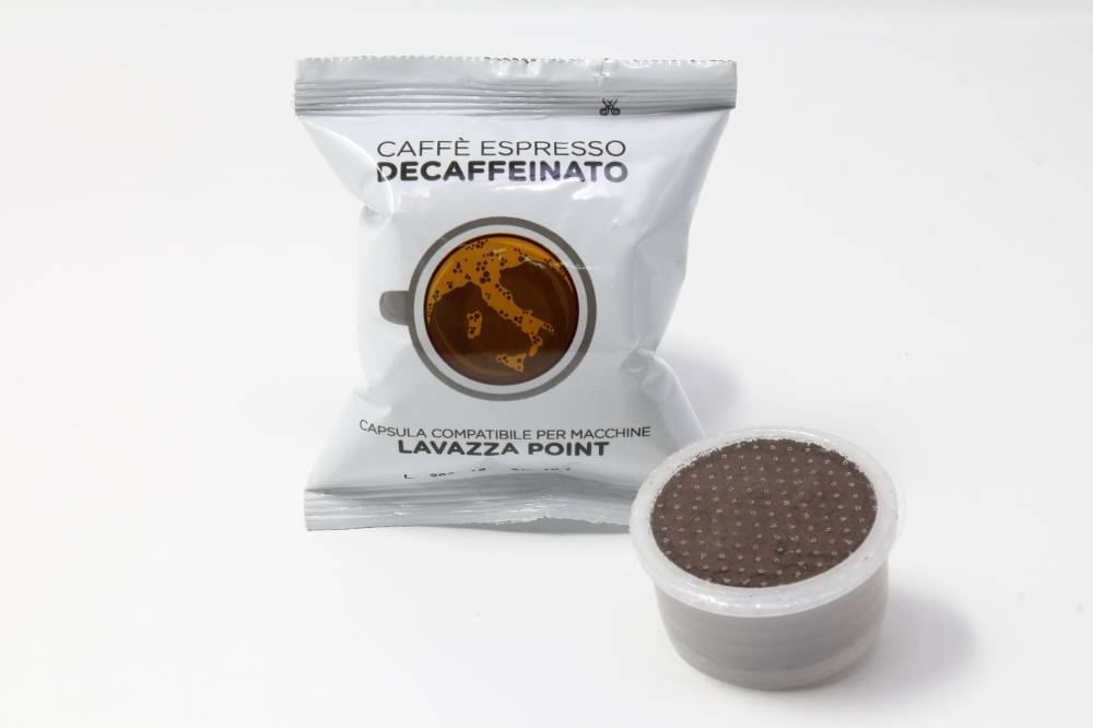 capsule Lavazza point Decaffeinato La Compatibile miscela di pregiate qualita di caffe torrefatto macinato e confezionato in atmosfera protettiva monodose