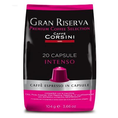 100 CAPSULE COMPATIBILI CON MACCHINE NESPRESSO ®GRAN RISERVA INTENSO Torrefazione Caffè Corsini  Cialde per Nespresso con corpo e intensità ai massimi livelli