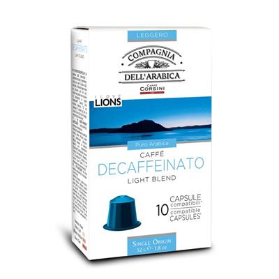 CONFEZIONE DA 10 CAPSULE DECAFFEINATO CAFFÈ CORSINI COMPATIBILI CON MACCHINE NESPRESSO® Gran Riserva - Premium Coffee Selection  Caffè Decaffeinato, puro Arabica, caffeina non superiore allo 0,10 %