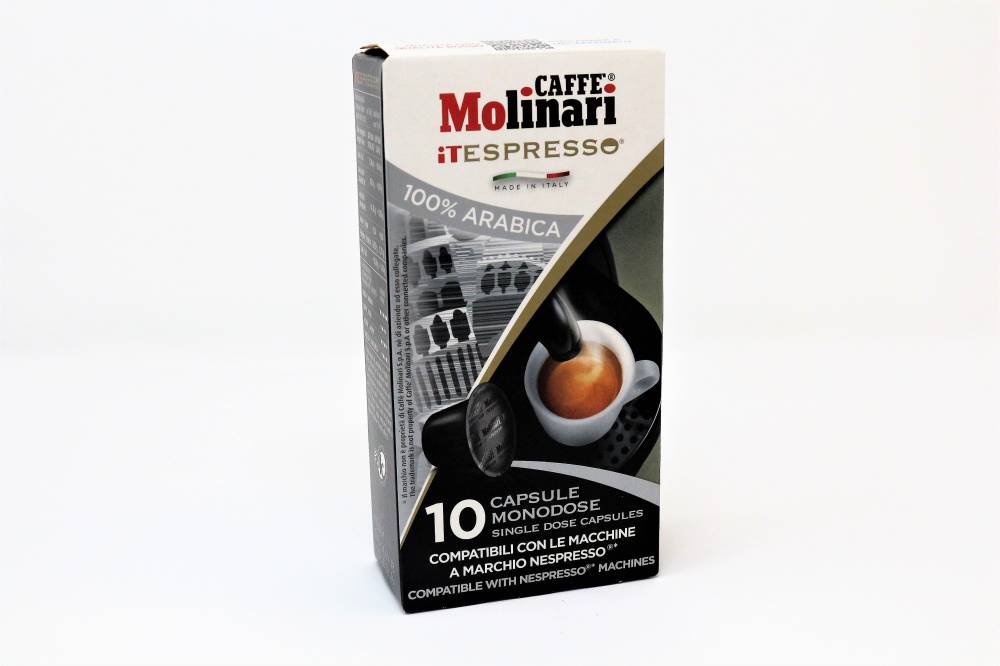 QUALITA´ 100% ARABICA "CAFFE´ MOLINARI" PER NESPRESSO Confezione da 100 pezzi Una miscela dal sapore dolce e aromatico per un caffè delicato, con una piacevole acidità