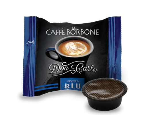 MISCELA BLU BORBONE DON CARLO COMPATIBILE A MODO MIO Confezioni da 100 pezzi Per palati decisi ed esigenti, per chi preferisce un caffè dal gusto corposo e cremoso