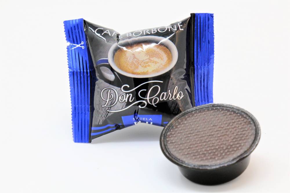 MISCELA BLU BORBONE DON CARLO COMPATIBILE A MODO MIO Confezioni da 100 pezzi  Per palati decisi ed esigenti, per chi preferisce un caffè dal gusto corposo e cremoso