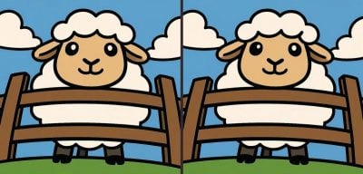 Test de inteligencia: encuentre 3 diferencias en una foto de una oveja junto a una valla en 51 segundos