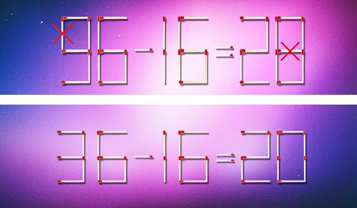 Es necesario tachar 2 cerillas para que la igdad sea correcta: un acertijo para genios