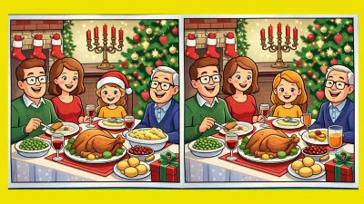 Test de inteligencia: encuentre 3 diferencias en una foto de una cena familiar en 16 segundos